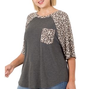 Charcoal sleeved cheetah shirt
